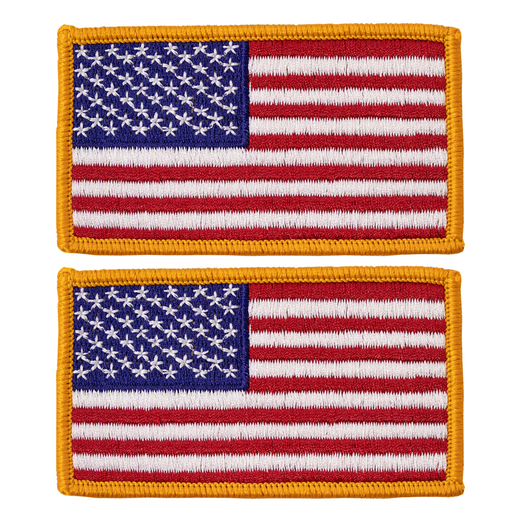 2 by 3 inches USA Flag Patch with Gold Merrowed Edge – Vanguard Industries